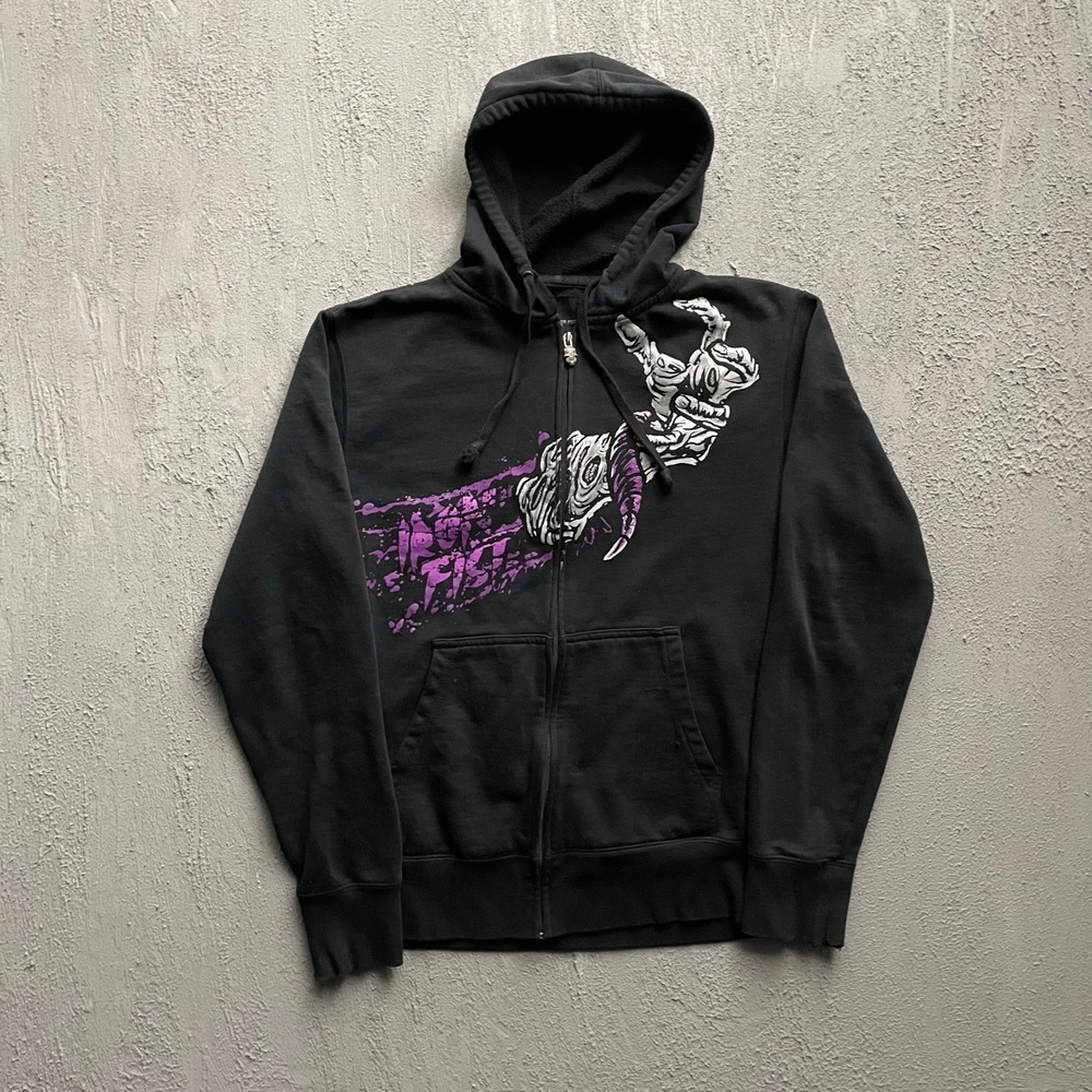 Vintage Iron Fist Graphic Zombie Zip Up Hoodie Men Medium Black 2000s